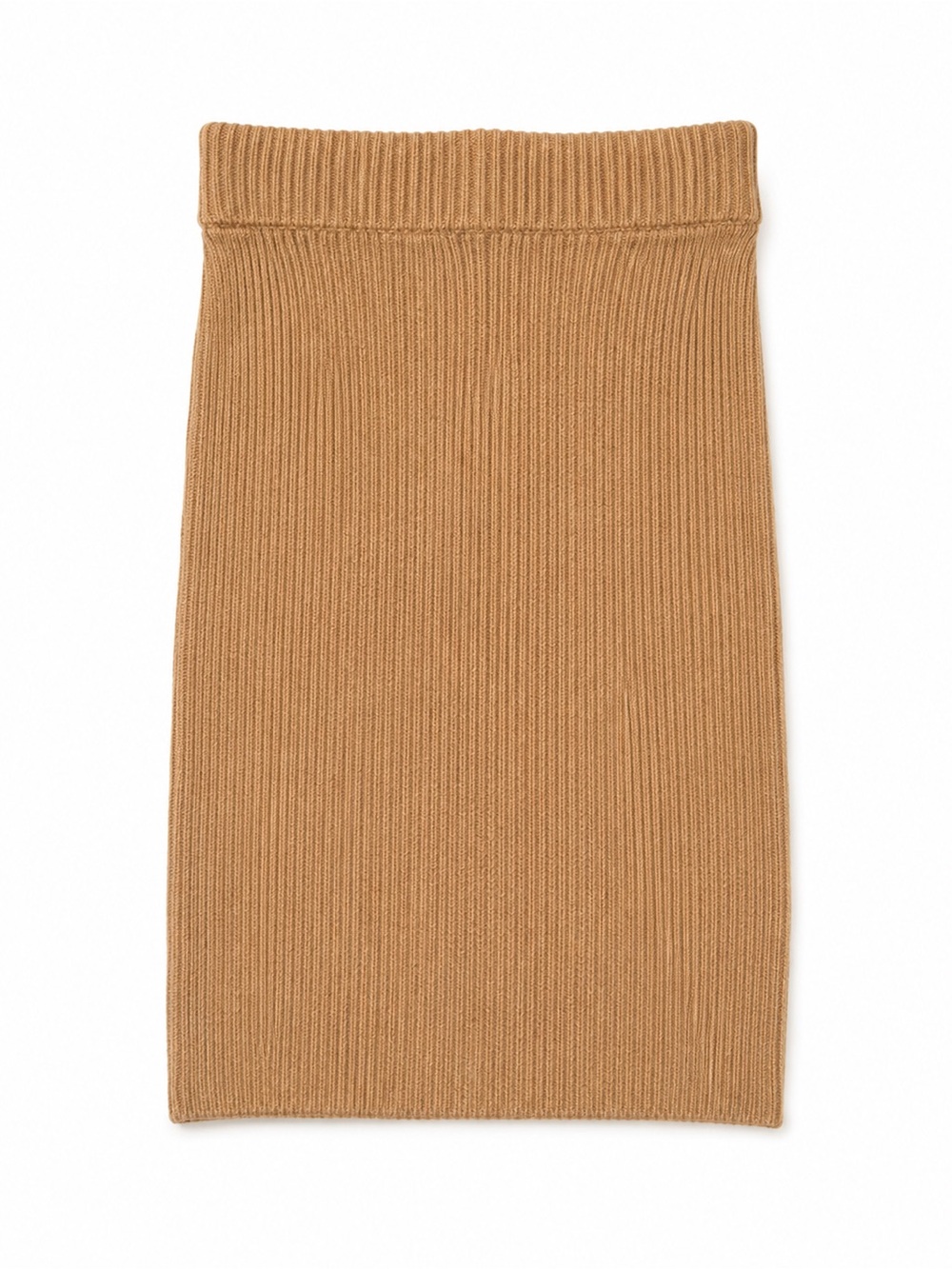 Stretch Ribbed Pencil Skirt in Camel